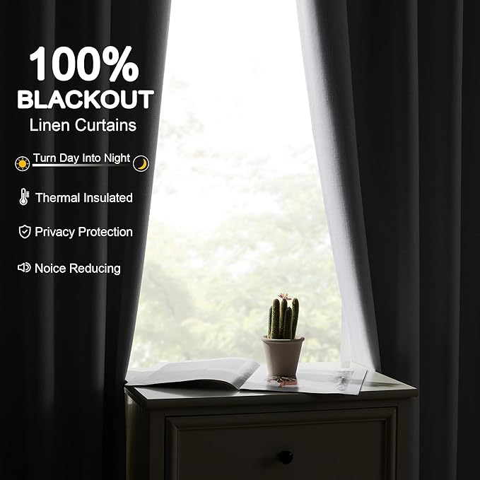 100% Blackout Curtains 72 Inches Long Curtain for Bedroom Living Room Back Tab Rod Pocket Beige Drapes Thermal Insulated Textured Short Black Out Drape 2 Panels Set 52" W