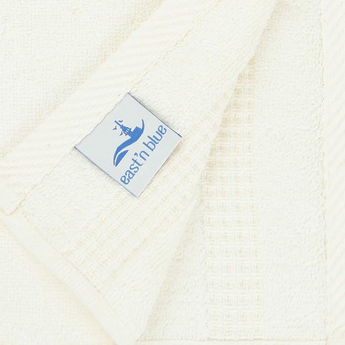 EastNBlue Lara 100% Turkish Cotton Washcloths 4 Pack, Extra Soft & Absorbent Wash Cloths for Face & Body (12" x 12"), Terry Cloth, Small Hand Towels for Bathroom, Cream