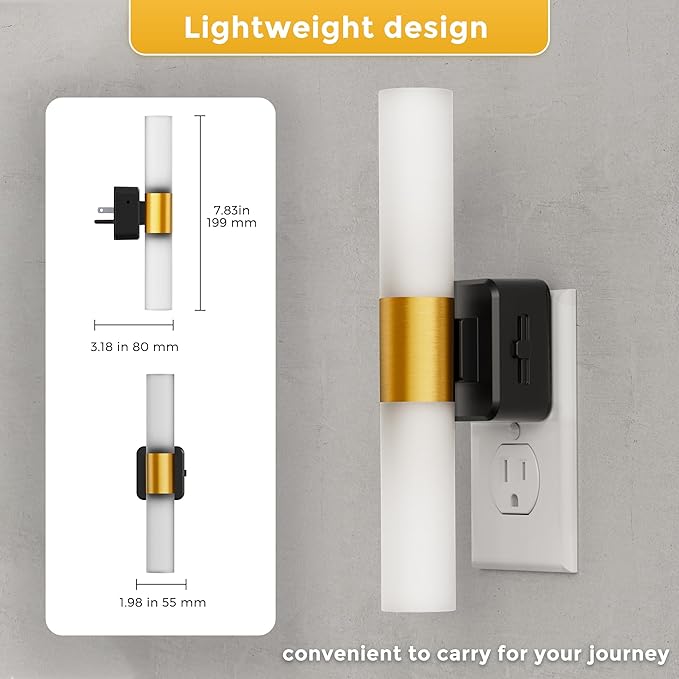 L LOHAS LED Night Light, 2 Pack Night Lights Plug into Wall, 3000K Soft White, 0-100LM Adjustable Brightness, 180° Rotating Plug in Night Light with Auto Light Sensor (Matte White)
