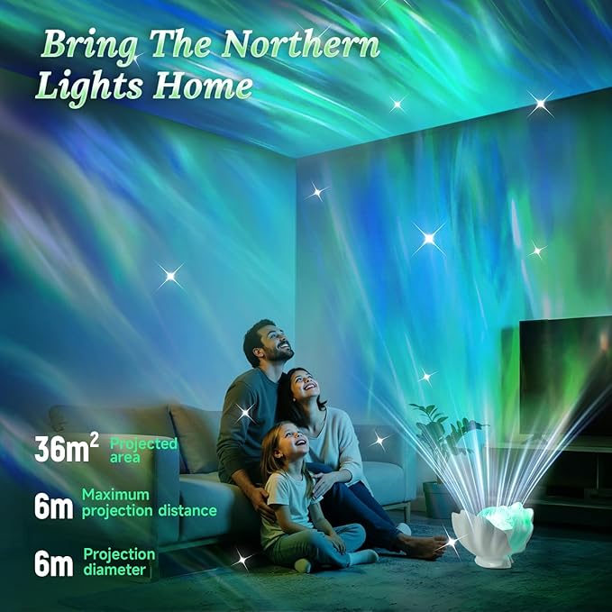 Northern Lights Projector, Shell Night Light Built for Bedroom Nebula Lamp, Kids Dorm Decor, Cute Room Decor Aesthetic, Christmas Gifts for Teens