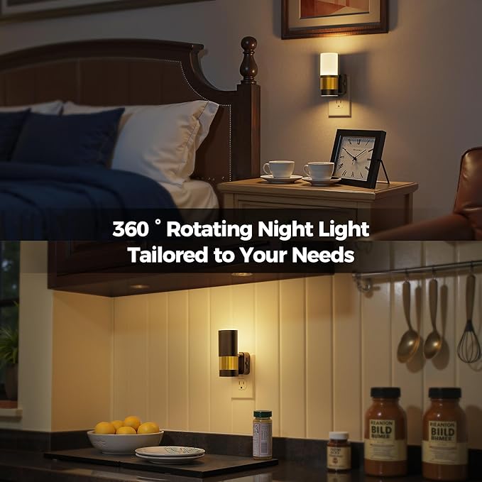 Briignite Night Lights Plug into Wall, 2 Pack Dimmable LED Night Light, Dusk to Dawn Sensor, 360° Rotation, 3000K Soft White 0-100LM Nightlights Plug in for Kids, Bedroom Hallway