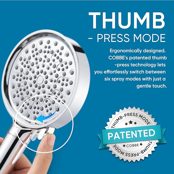 Cobbe Filtered Shower Head with Handheld, High Pressure 6 Spray Mode Showerhead with Filters, Water Softener Filters Beads for Hard Water - Remove Chlorine - Reduces Dry Itchy Skin, Chrome