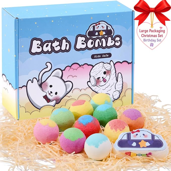 Bath Bombs for Kids with Toys Inside for Girls Boys - 11 Pack Bath Bombs Gift Set with Surprise with Surprise Toys | Kids Safe Bubble Bath Fizzy Balls Halloween Christmas Birthday Gift Kit