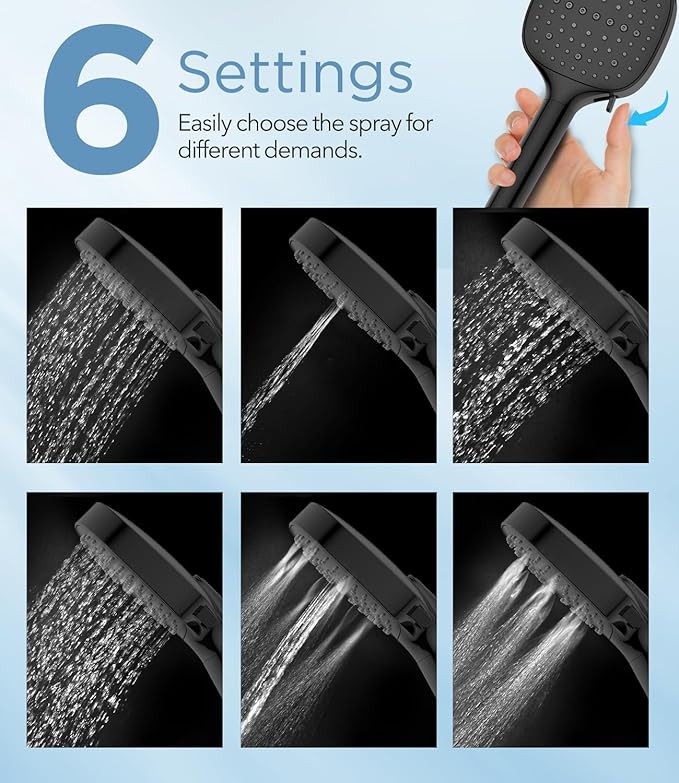 MakeFit Filtered Shower Head with Handheld, 7 Modes High Pressure Handheld Showerhead with Filters, Detachable Shower Heads Water Softener Filters Beads for Hard Water - Remove Chlorine & Heavy Metals