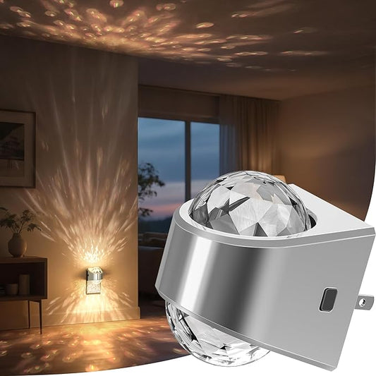 Briignite Night Light, Sliver Night Lights Plug into Wall, LED Projector Night Light, Soft White for Bedroom, Dimmable Brightness Dusk to Dawn Nightlight for Kids, Bathroom, Gaming Room, Home Decor