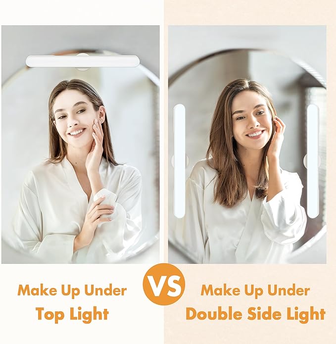 Set of 2 Wireless Vanity Makeup Lights for Mirror, Rechargeable LED Stick On Light Bar for Bathroom Mirror with Dimmable 3 CCT, Long Battery Life Cordless Light for Vanity Desk(Dark Brown)