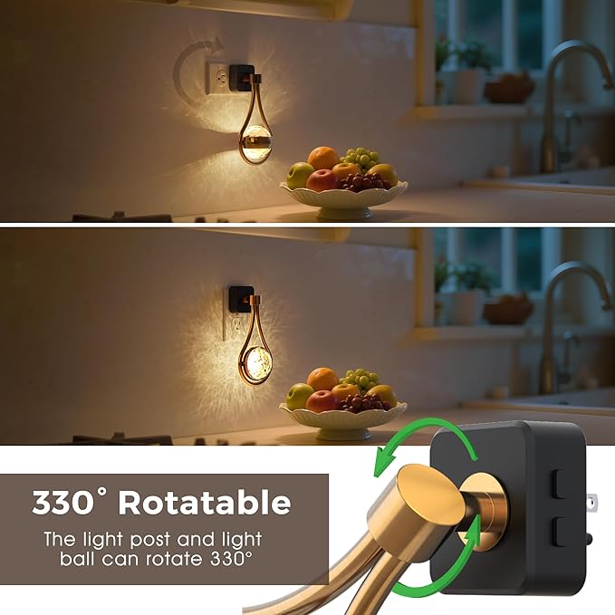 L LOHAS LED Night Lights Plug Into Wall: Star Projector RGB Night Light with 10 Color Change, Dusk to Dawn Sensor, 330°Rotating Globe Night Light for Bedroom, Hallway, Home Decor, Gaming Room