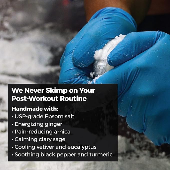 Epsom Salt Bath Bombs with Arnica: Muscle Recovery Bath Soak for Pain & Tension with Turmeric,Clary Sage, Eucalyptus| Magnesium Bath Bombs| Transdermal Bath Soak for Muscle Pain, Muscle Rehab 4 Pack