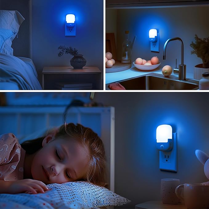 Briignite Blue Motion Sensor Dusk to Dawn Dimmable Led Night Light 2Pack for Kids, Bedroom, Kid Room, Bathroom