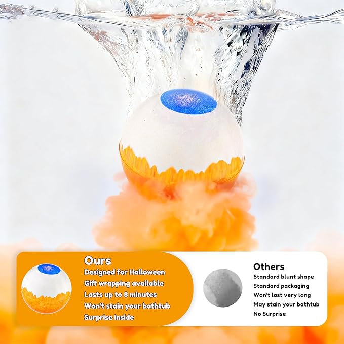 Halloween Bath Bombs for Kids Gifts: 9 Pcs Eyeball Bath Bomb with Toys Inside Surprise Spider Light up Bath Toy Spooky Basket Stuffers for Kid Boys Girls Ages 3+ Bubble Fall Shower Steamers Bathroom