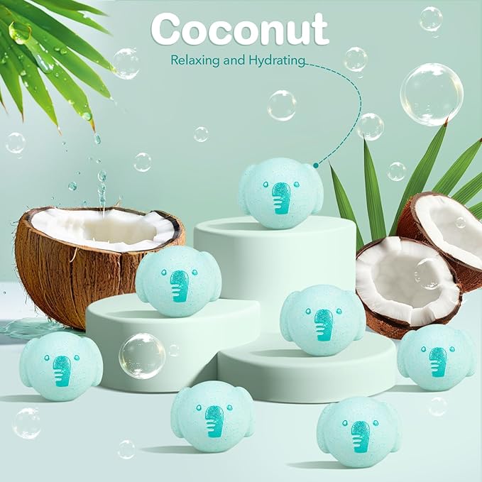 SHUCHING 14 Pcs Blue Elephant Bath Bombs with Surprise Inside, Natural and Organic Bubble Bath Fizzy Balls for Kids, Birthday Christmas Gifts Set for Boys Girls