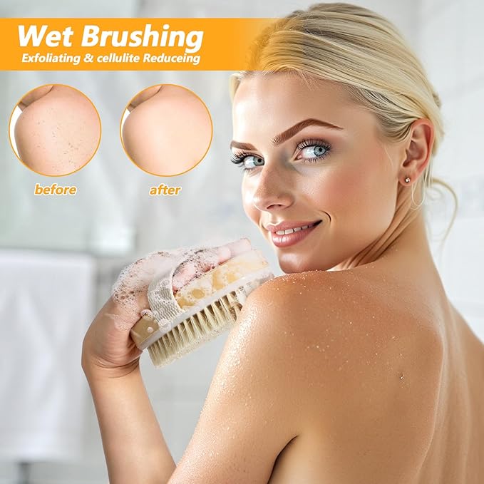 10 Pcs Dry Brushing Body Brush Exfoliating Brush with Massage Nodule Dry Skin Body Scrubber for Shower Bath Back Circulation Improvement Dead Skin Remove Beauty Exfoliator (4.92 x 2.56 Inches)