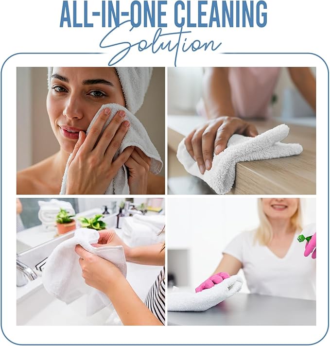 DAN RIVER 24 Pack Wash Cloths for Showering [12x12] - 100% Cotton Washcloths Premium Quality Flannel Face Cloths for Bathroom, Highly Absorbent and Soft Feel Wash Clothes, M Blue