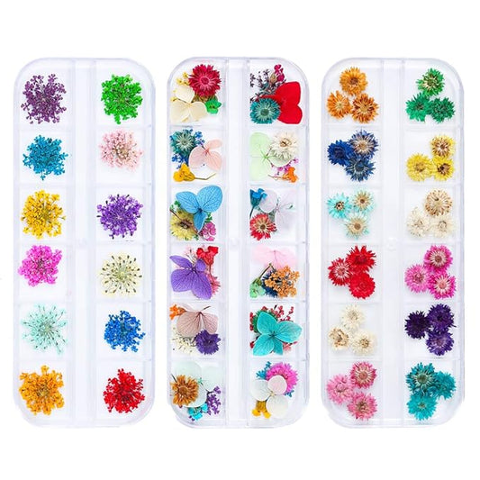 108 Pcs Nail Dried Flowers 48 Colors 3D Nail Art Real Flowers Nature Dry Petals Leaves Decor for Nail Art Design Manicure Decoration