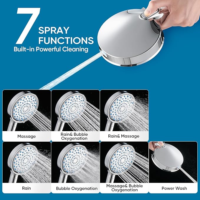 Cobbe Filtered Shower Head with Handheld, High Pressure 7-mode Showerhead with Filters for Hard Water - Remove Chlorine - Reduces Dry Itchy Skin, Patented Paddle Shift Design, Chrome
