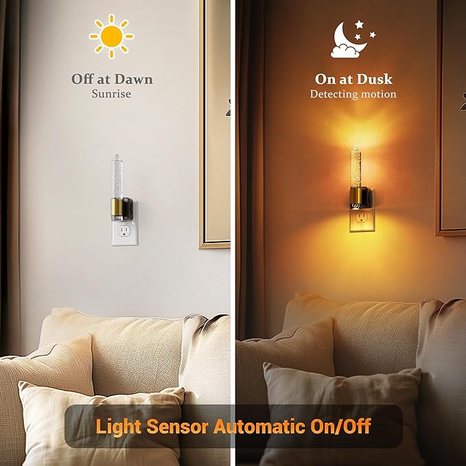 JandCase Night Light, Flameless Candle Night Lights Plug into Wall, Dusk to Dawn Sensor Aesthetic Automatic Nightlight, Dimmable Amber LED Nightlights, Decorative nite light for Adults Bathroom,1 Pack