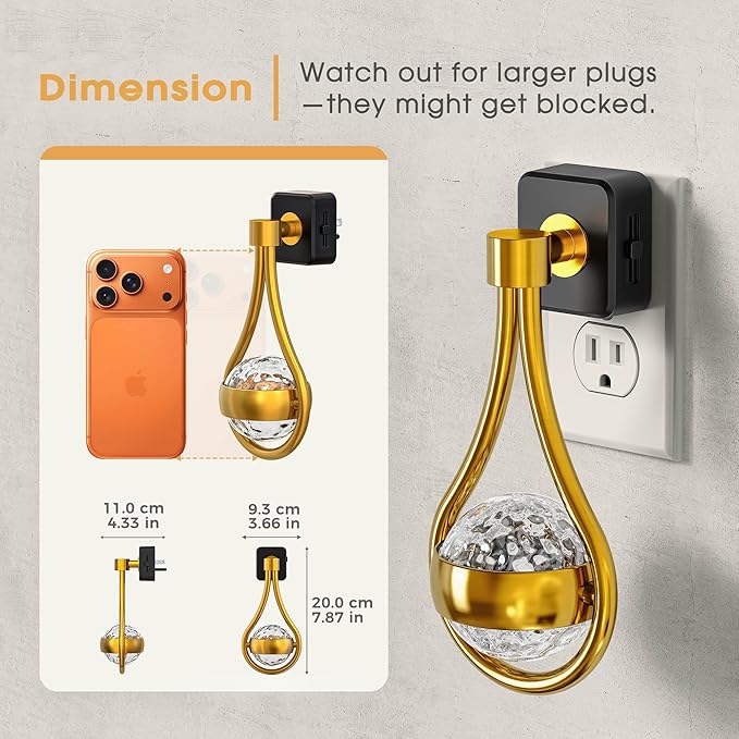 Briignite RGB Night Lights Plug into Wall, Color Changing Nightlight with Dusk to Dawn Sensor, 330° Rotating Night Light with Waterdrop Design, Ideal for Bedroom, Hallway, Living Room, Home Decor