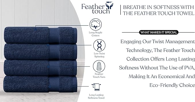 Delara Organic Cotton Luxuriously Plush Bath Towel Pack of 4 | GOTS & OEKO-TEX Certified | Premium Hotel Quality Towels | Feather Touch Technology|650 GSM Long Staple|Soft, Quick Dry & Ultra-Absorbent