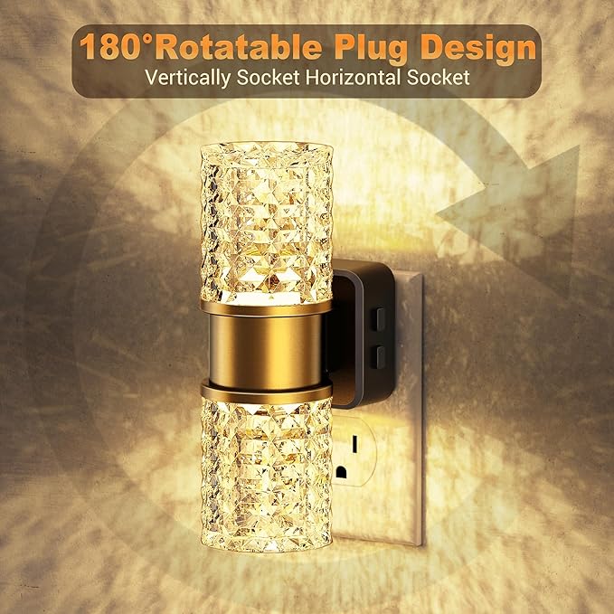 JandCase Night Lights Plug into Wall,Color Changing Night Light for Kids, 3000K+RGB LED Nightlight with Dusk to Dawn Sensor, 10/50/100LM Adjustable Brightness for Rooms Decor