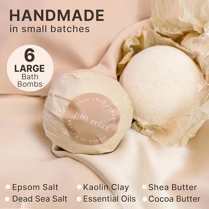 Bath Bombs Gift Set, USA Made with Organic & Natural Ingredients, Relaxing Spa Gifts for Women & Men