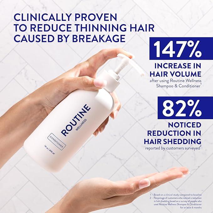 Routine Wellness Anti-Thinning Deep Conditioner for Thinning Hair - DHT Blocker for Hair Loss in Men & Women - Promotes Healthy Hair - Peony & Pomegranate 14oz