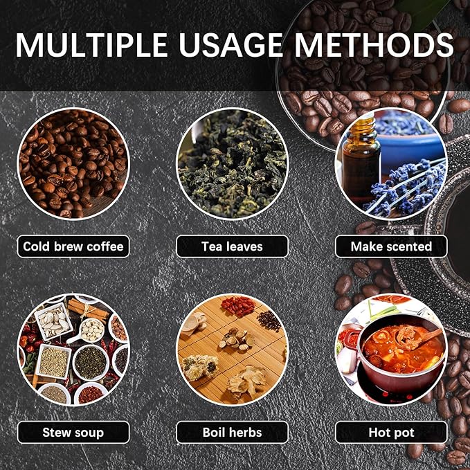 100 Pcs Cold Brew Bags 6x8 inch, No Mess Disposable Cold Brew Coffee Filter Pouches with Drawstring Large Empty Tea Bag for Loose Leaf Tea, Iced Coffee, Herbs, Spice, Home brewing, Hot pot