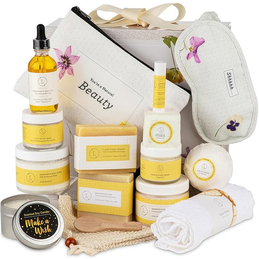Lizush Luxury Citrus Spa Gift Basket - 15-Piece Handmade Self-Care Set for Relaxation, Perfect Gift for Women, Wife, Mom, or Best Friend - Handmade in the USA