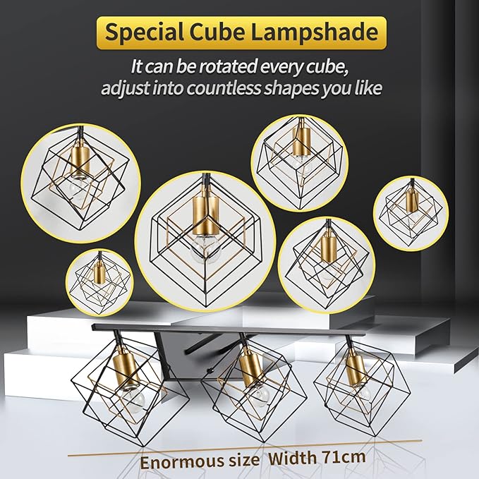 3 Light Vanity Light for Bathroom,Bathroom Light Fixtures Over Mirror with Rotatable 3 Cube Shades, Modern Wall Mounted Lights Matte Black,Industrial Black Vanity Light for Hallway Living Room