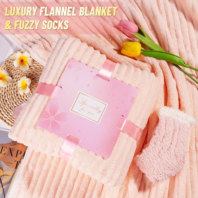 15PCS Birthday Gifts for Women, Self Care Gifts Get Well Soon Gifts, Relaxing Spa Gifts Basket Care Package w/ Flannel Blanket and 20 oz Tumbler, Mothers Day, Christmas, Friendship Gift for Mom Wife