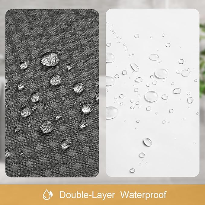 3 in 1 Long Charcoal Grey Shower Curtain Set-72 W x 78 H, Modern Waffle and PEVA Liner Set with 12 Stainless Steel Hooks, Waterproof Fabric for Bathroom