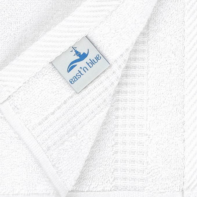 EastNBlue Lara 100% Turkish Cotton Washcloths 4 Pack, Extra Soft & Absorbent Wash Cloths for Face & Body (12" x 12"), Terry Cloth, Small Hand Towels for Bathroom, White