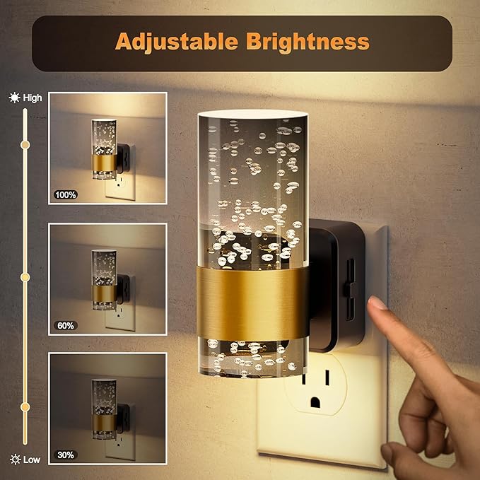 JandCase Night Lights Plug into Wall,Automatic LED Night Light with 0-100LM Dimmable, 3000K Plug in Night Lights with Auto Light Sensor, for Bathroom Hallway Decor