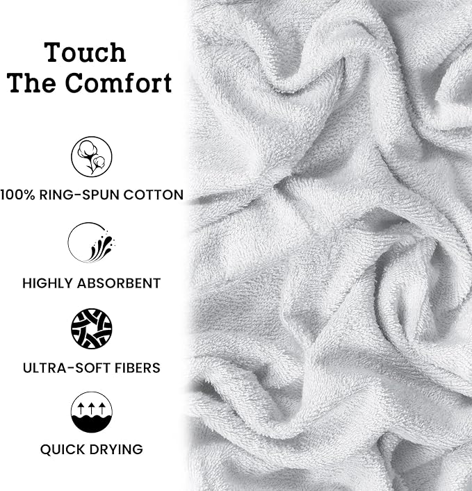 Casa Lino White Bath Towels Set of 4 (54" x 27") - Large Bathroom Towel Set - 100% Cotton Towels for Bathroom - Highly Absorbent & Quick Dry Bath Towel Multipack - New Apartment Essentials