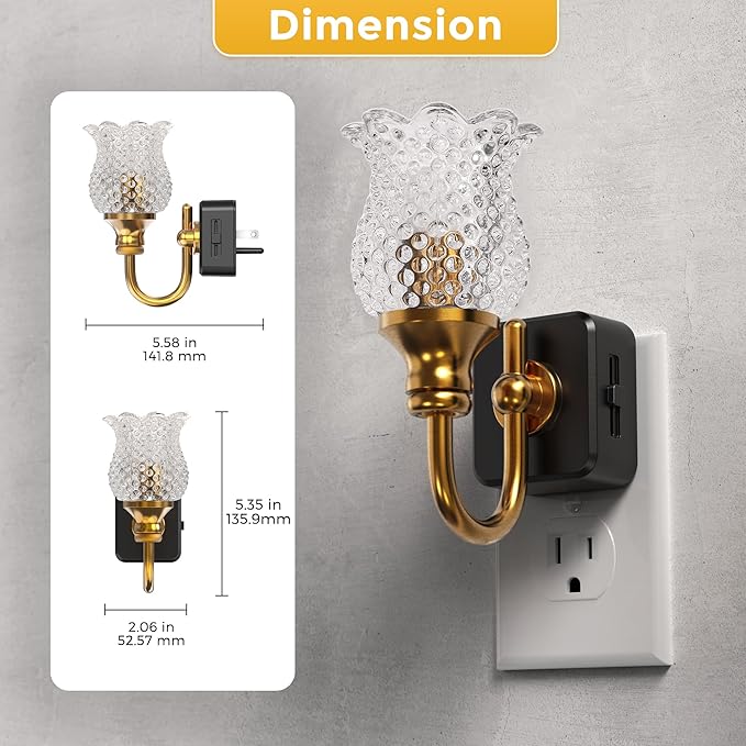 L LOHAS LED Night Lights Plug into Wall, 2 Pack 3000K Soft White LED Floral Night Lights with Auto Sensor, 0-100lm Adjustable Brightness, for Hallway Bedroom Stairway