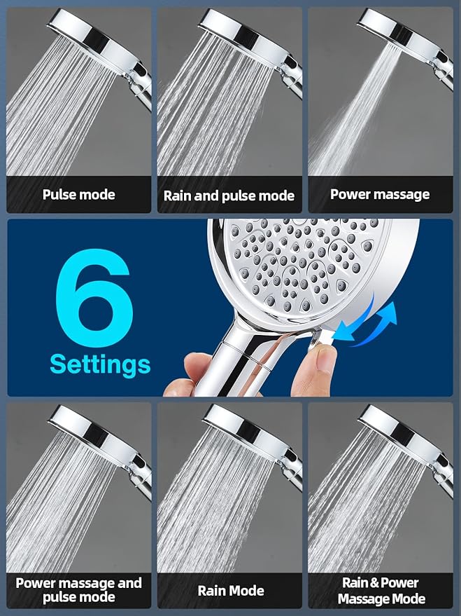 Cobbe Filtered Shower Head with Handheld - Filters Over 99% Of Chlorine - 2.0 Carbon Shower Head Filter System - Water Softener Filters Beads for Hard Water - Reduces Dry Itchy Skin, Chrome