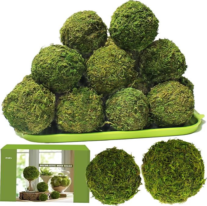 21 Pack Green Moss Balls 8pcs 3.2" Decorative Balls for Bowls Filler 13pcs 2.3" Fake Moss Balls for Centerpiece Artificial Balls for Vase Filler Live Moss Ball for Home Tabel Decor