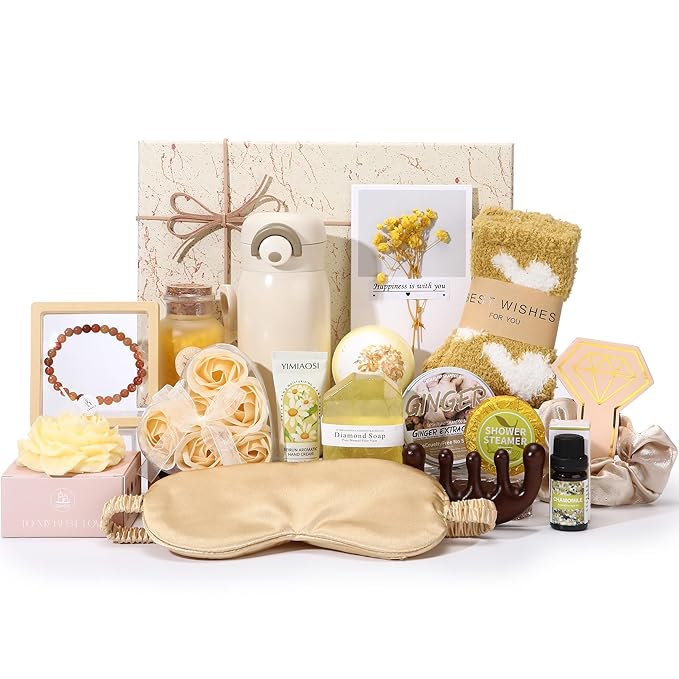 Sea Team 16-Pack Relaxing SPA Gift Set for Women, Shower Kit with Bath Bomb, Bath Salt, Handmade Soap, Cream, Essential oil, Gift Box Included, Chamomile