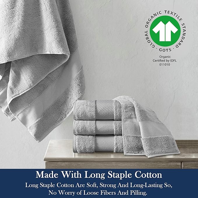 Delara Organic Cotton Luxuriously Plush Bath Towel Pack of 4 | GOTS & OEKO-TEX Certified | Premium Hotel Quality Towels | Feather Touch Technology|650 GSM Long Staple|Soft, Quick Dry & Ultra-Absorbent