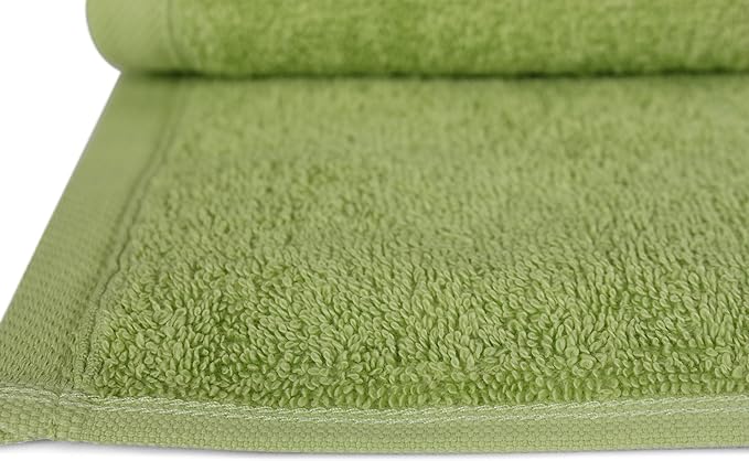 SALBAKOS 100% Turkish Cotton Washcloth Set of 12 13x13 inch | Heirloom Quality | Hotel & Spa Collection | Ultra Soft, Super Absorbent, Washcloth Towels | Made in Turkey (Green, 12 Washcloths)