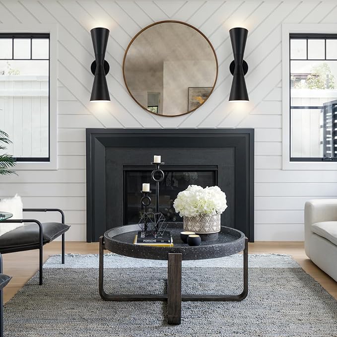 Wall Sconce Bathroom Sconces Lighting, 18 inch Black Modern Sconces Up Down Lights Wall Decor Indoor Wall Light Fixtures for Living Room Hallway Staircase Bedroom Hardwired