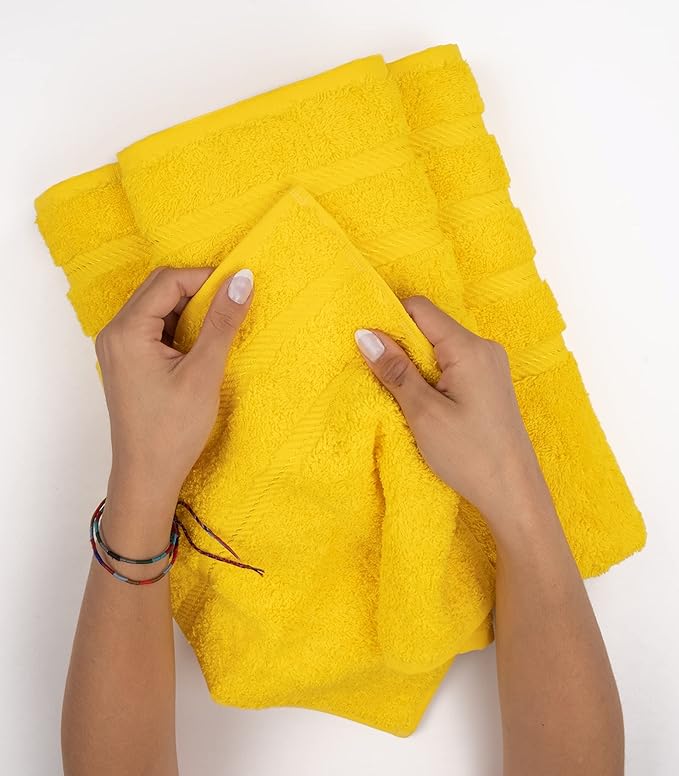 American Soft Linen Luxury 4 Piece Bath Towel Set, 600 GSM 100% Cotton Turkish Bath Towels for Bathroom, 27x54 in Extra Large Bathroom Shower Towels, Yellow