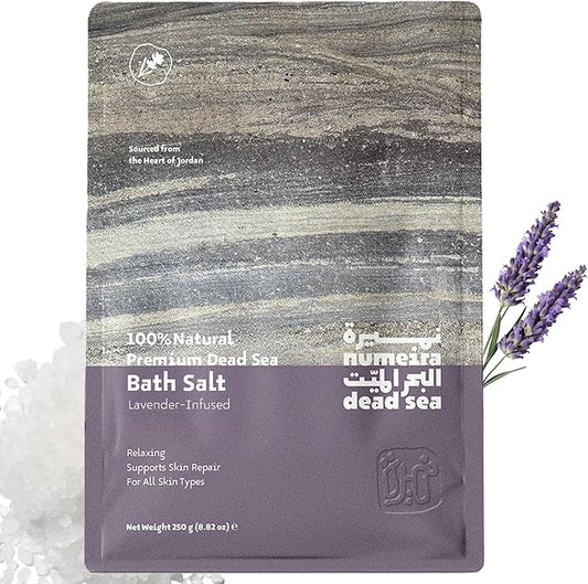 Dead Sea Salts for Soaking - Relaxing Salt Bath Soak for Body Rejuvenation - Natural Mineral Salts - Coarse Dead Sea Salt Bath Salts for Women & Men w/Lavender Infused Essential Oil (8.82 oz)