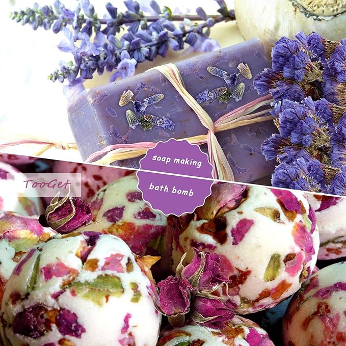 TooGet Dry Flowers and Herbs Accessories Decorations Natural Flower 12 Bags Set Dried Flowers for Soap Bath Bombs Making and Dried Flower Crafts