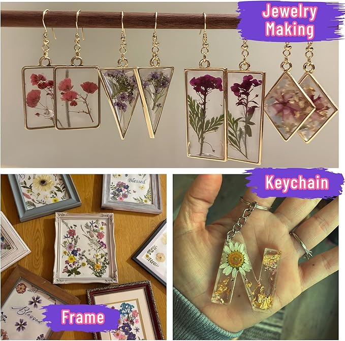 160 Pcs Dried Pressed Flowers with Tweezers for Crafts, Dried Flowers for Resin Crafts for Jewelry Making for Candle Making for Wedding Card