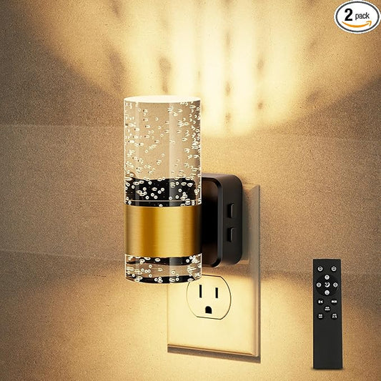 JandCase Night Lights Plug into Wall,1 Pack Color Changing Night Light for Kids with 1 Remote Control, 3000K+RGB LED Nightlight with Light Sensor, 10/50/100LM Adjustable for Rooms Home Decor