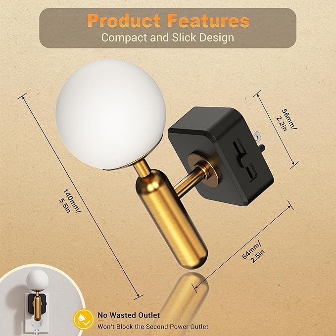 JandCase Night Light Plug in, Night Lights Plug into Wall, 3000K Soft Light LED NightLights, 0-100LM Dimmable Night Light, Built in Dusk to Dawn Sensor for Hallway Bedroom Stairway