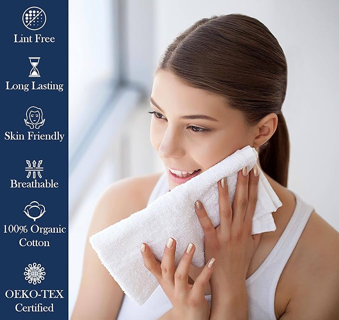 Delara Organic Cotton Luxuriously Plush Hand Towel Pack of 2 | GOTS & OEKO-TEX Certified | Premium Hotel Quality Towels | Feather Touch Technology|650 GSM Long Staple|Soft, Quick Dry & Ultra-Absorbent