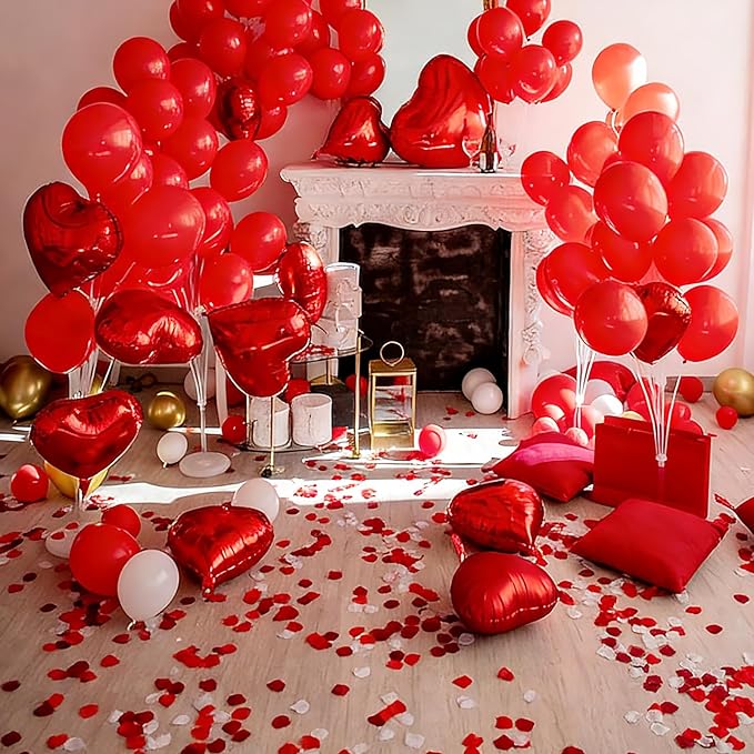 240 PCS Real Dried Red White Rose Flower Petals Confetti 2.11oz Freeze Preserved Flower Petals for Wedding Party Decor Proposal Centerpieces Valentine's Day Romantic Night Decor