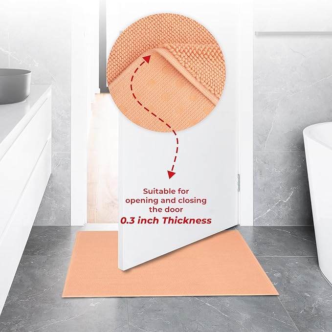 American Soft Linen Bath Rug, 17 in 24 in 100% Cotton Bath Mats Rugs for Bathroom, Slip Reducer Washable Shaggy Form Area Rugs, Malibu Bath Rug