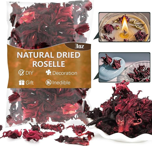 Sukh Dried Hibiscus Flowers for Crafts Bulk – 3oz Natural Air-Dried Flower Petals for Candle & Soap Making, Resin Crafts, DIY Home Decor, Wreaths, Sachets and Gift Wrapping